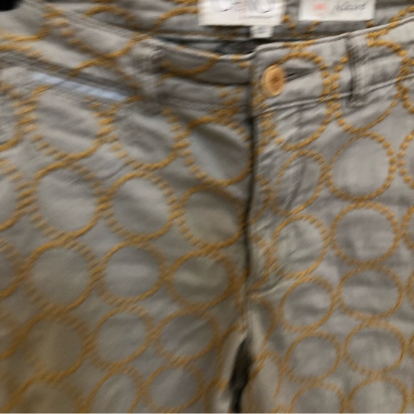 Chino by Anthropologie Tan Embroidered Pants 28 Relax Fit Cuffed - Picture 7 of 16